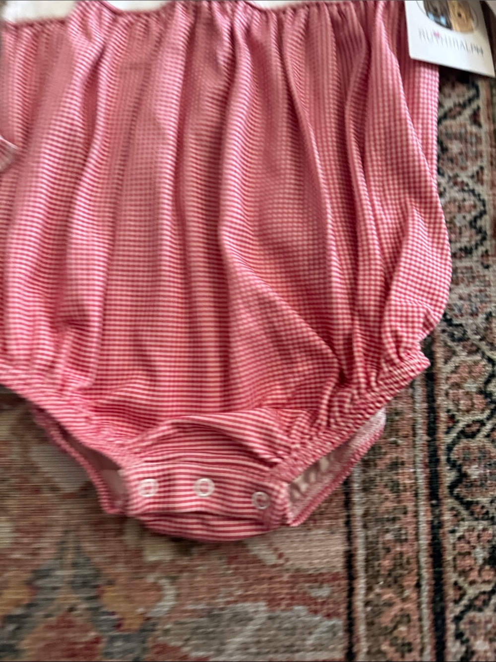NWT! Ruth & Ralph Red Gingham Rocking Horse One-Piece Bodysuit - Picture 5 of 6